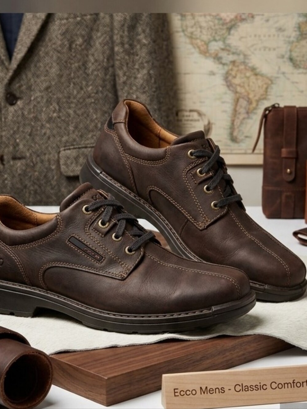 Mens Ecco Brown Leather Oxford Shoes